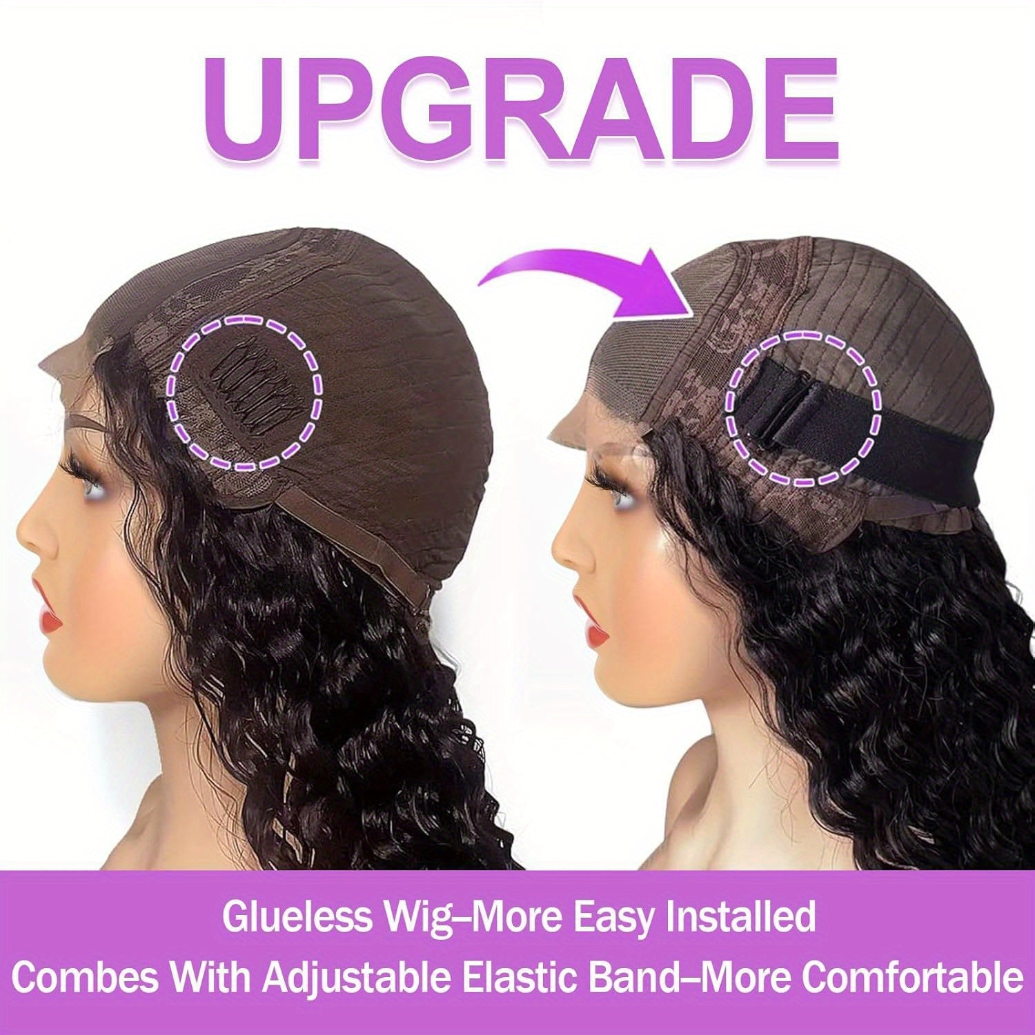 Deep Wave Lace Front Wigs Human Hair 180% Density 4X4 Transparent Lace Closure Wigs for Women Wet and Wavy Lace Frontal Wigs Glueless Wigs Pre Plucked with Baby Hair Natural Color (18 Inch)